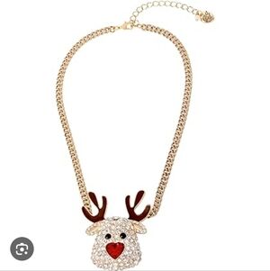 NWT Betsey Johnson  Pave Reindeer Pendant Necklace Size OS